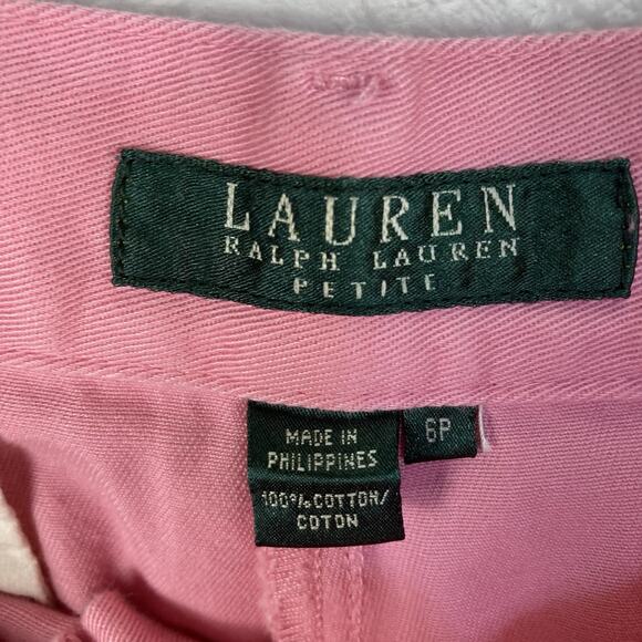 Lauren Ralph Lauren Womens 6P Preppy Pink Twill High Rise Chino Beach Shorts - Picture 3 of 8